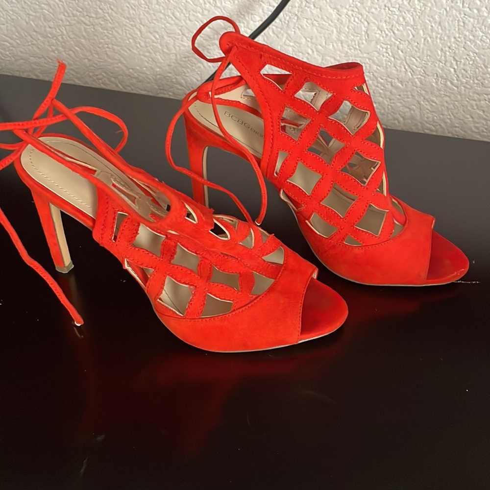 BCBG generation, red orange, open toe heels - Picture 2 of 4